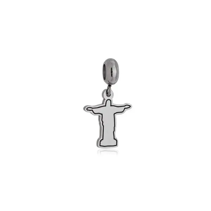 Berloque Religioso Cristo Redentor Aço Inox
