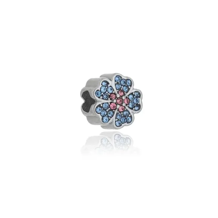 Berloque Separador Flor Delicada Com Zircônias Coloridas