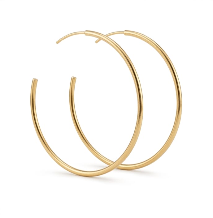 Brinco Argola Feminina 47mm Lisa Banhada Ouro 18K Grande