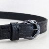 Cinto Feminino Couro Legítimo Preto Croco Fivela Orgânica Onix