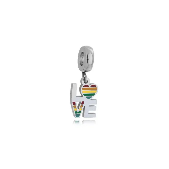 Berloque Love Colorido LGBTQIA+ Em Aço Inoxidável