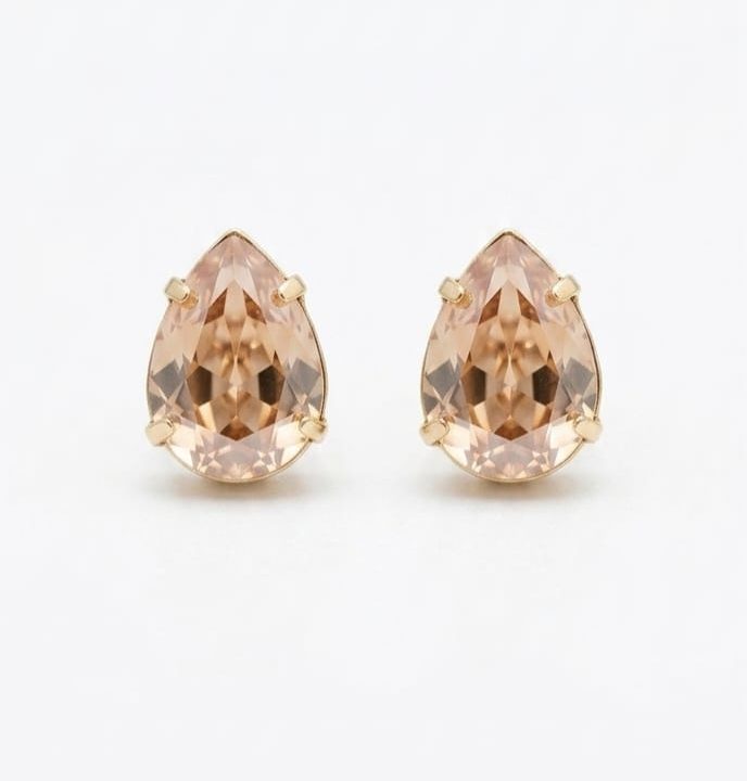 Brinco Cristal Gota Peach