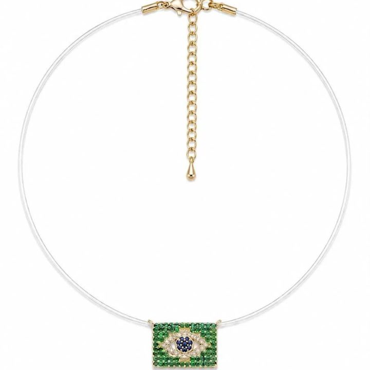 Colar Nylon Com Bandeira do Brasil Cravejado