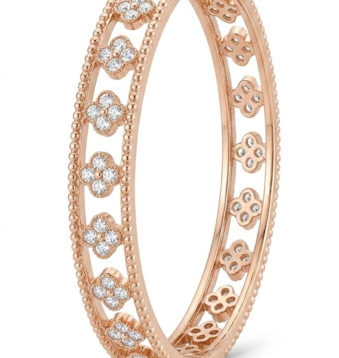 BRACELETE DETALHE VAZADO TREVO 4 ZC / OURO
