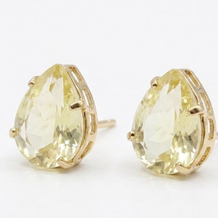 Brinco Oval Cristal Amarelo Citrino