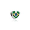 Berloque Separador Coração Bandeira do Brasil
