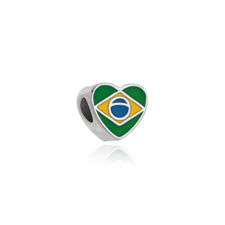 Berloque Separador Coração Bandeira do Brasil