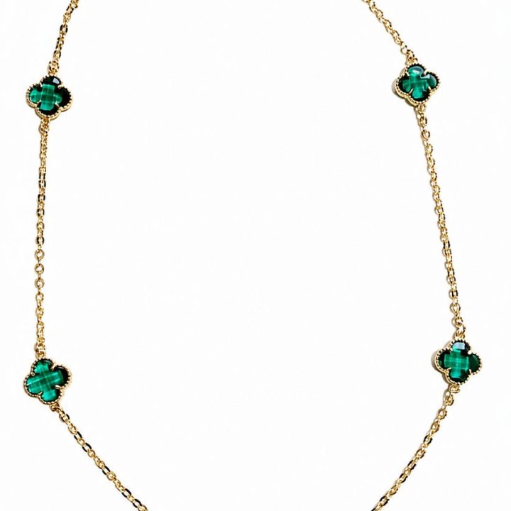 Colar Chocker V&C Cristal Dourado Verde