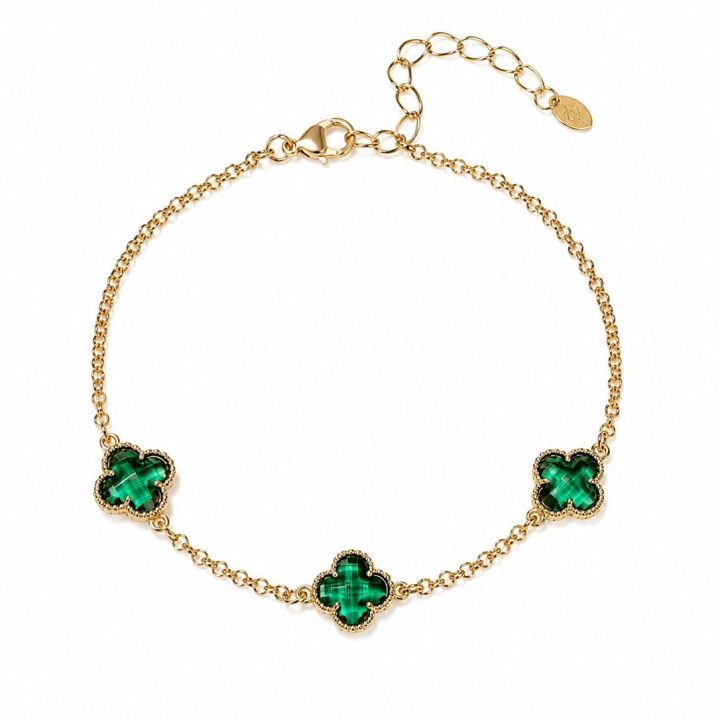 Pulseira Trevo Cristal Verde 10mm