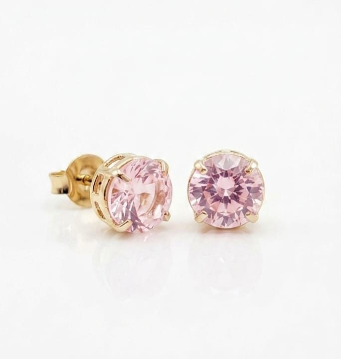 Brinco Base Cristal 10mm Rosa Claro